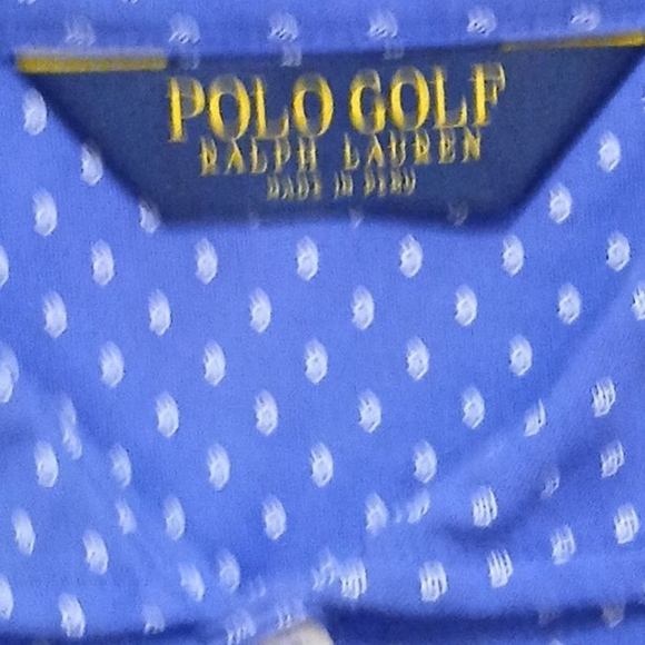 Polo Golf Ralph Lauren -NWOT Blue Polo Golf Shirt W/White Designs, Relaxed Style - Picture 9 of 12